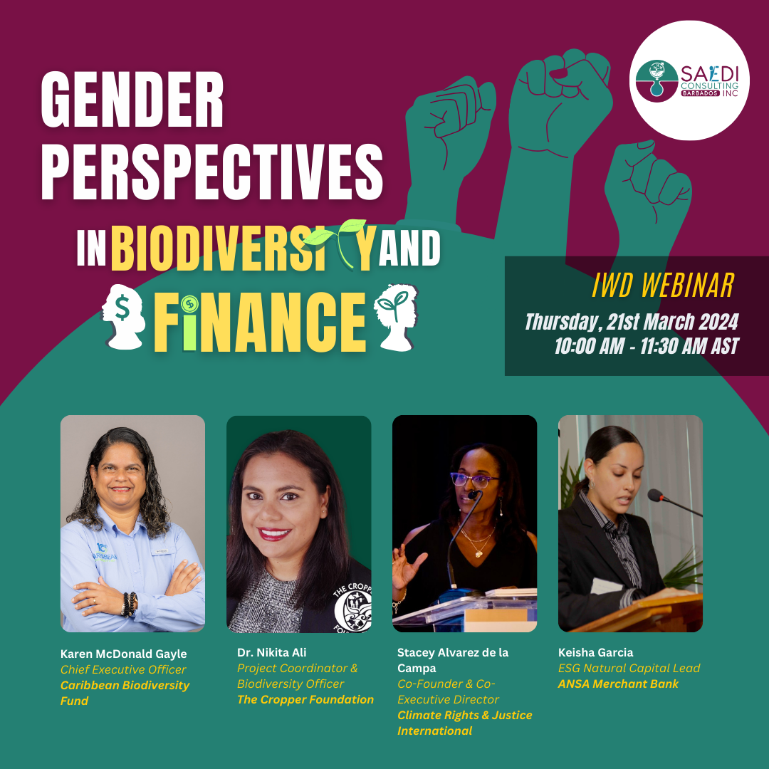 SAEDI Consulting Barbados Inc: Gender Perspectives in Biodiversity and Finance Webinar